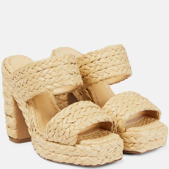 Bottega Veneta Authentic Canalazzo raffia platform sandals - Picture 1 of 9